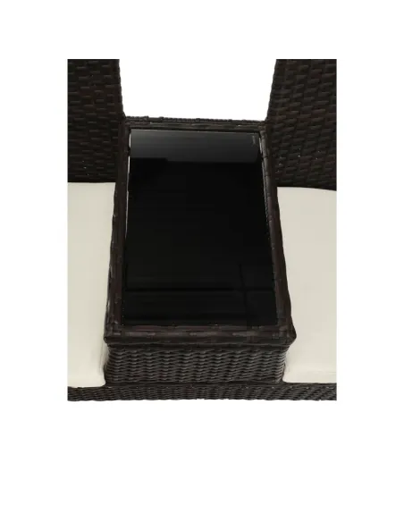 Set Grădină LALIT cu Măsuță și Perne, 125x48x87 cm, Ratan Artificial și Oțel | MobilaOK