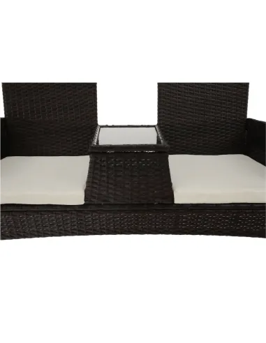 Set Grădină LALIT cu Măsuță și Perne, 125x48x87 cm, Ratan Artificial și Oțel | MobilaOK