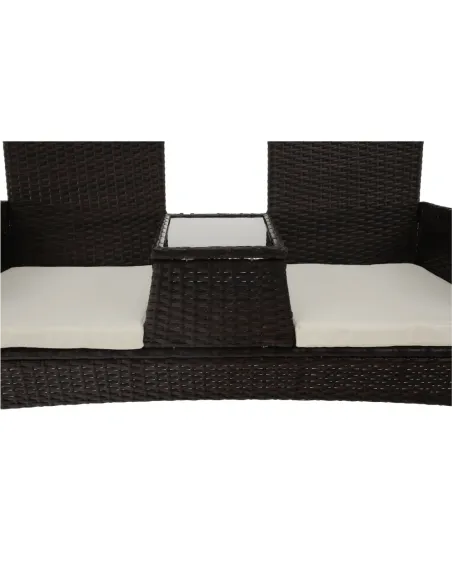 Set Grădină LALIT cu Măsuță și Perne, 125x48x87 cm, Ratan Artificial și Oțel | MobilaOK