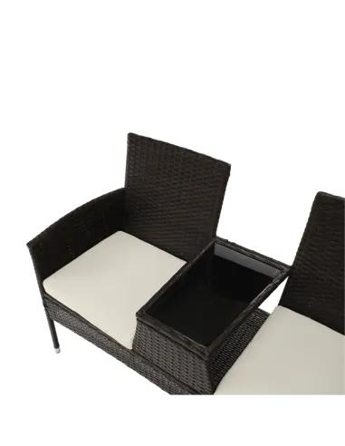Set Grădină LALIT cu Măsuță și Perne, 125x48x87 cm, Ratan Artificial și Oțel | MobilaOK