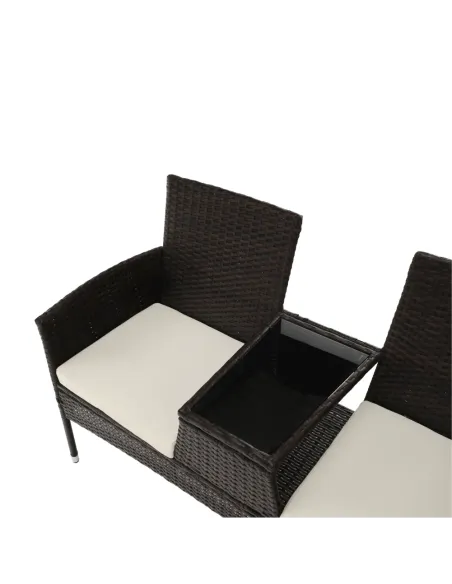 Set Grădină LALIT cu Măsuță și Perne, 125x48x87 cm, Ratan Artificial și Oțel | MobilaOK