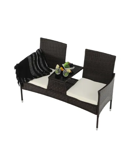 Set Grădină LALIT cu Măsuță și Perne, 125x48x87 cm, Ratan Artificial și Oțel | MobilaOK