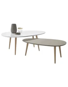 Set Măsuțe Cafea, DOBLO, living, 60x98x40 & 48x88x35 cm, MDF/Lemn Pin | MobilaOK