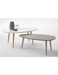 Set Măsuțe Cafea, DOBLO, living, 60x98x40 & 48x88x35 cm, MDF/Lemn Pin | MobilaOK 2