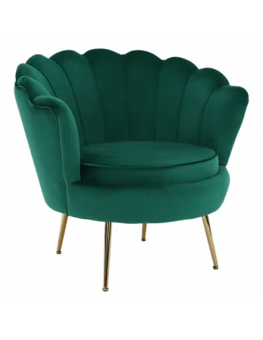 Fotoliu NOBLIN Art-deco, living/dormitor, 76x78x78 cm, catifea velvet smarald, picioare metal crom auriu | MobilaOK