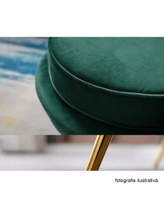 Fotoliu NOBLIN Art-deco, living/dormitor, 76x78x78 cm, catifea velvet smarald, picioare metal crom auriu | MobilaOK 2