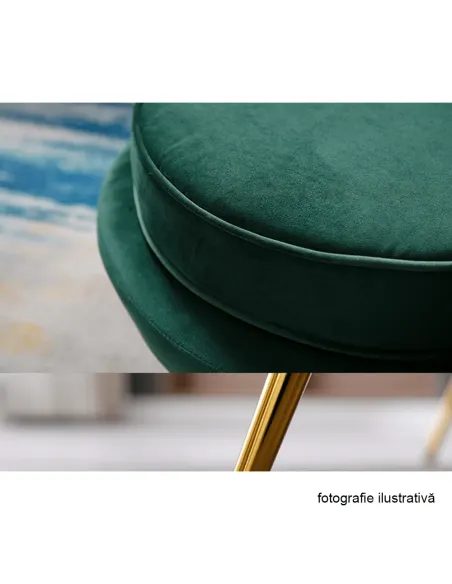 Fotoliu NOBLIN Art-deco, living/dormitor, 76x78x78 cm, catifea velvet smarald, picioare metal crom auriu | MobilaOK