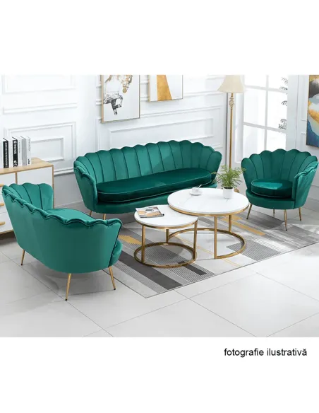 Bancă NOBLIN, Art Deco, hol/dormitor, 135x75x78 cm, catifea/metal | MobilaOK