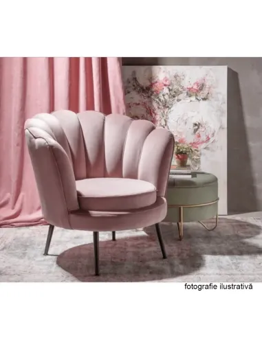 Fotoliu NOBLIN Art-deco, living/dormitor, 76x78x78 cm, Catifea Velvet, metal crom auriu | MobilaOK