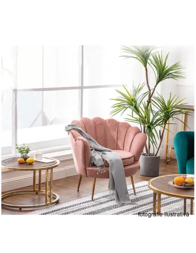 Fotoliu NOBLIN Art-deco, living/dormitor, 76x78x78 cm, Catifea Velvet, metal crom auriu | MobilaOK