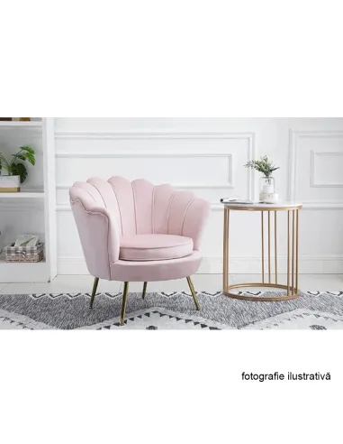 Fotoliu NOBLIN Art-deco, living/dormitor, 76x78x78 cm, Catifea Velvet, metal crom auriu | MobilaOK