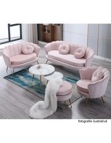 Fotoliu NOBLIN Art-deco, living/dormitor, 76x78x78 cm, Catifea Velvet, metal crom auriu | MobilaOK
