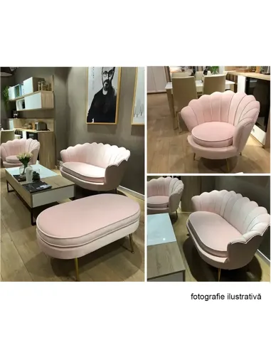 Fotoliu NOBLIN Art-deco, living/dormitor, 76x78x78 cm, Catifea Velvet, metal crom auriu | MobilaOK