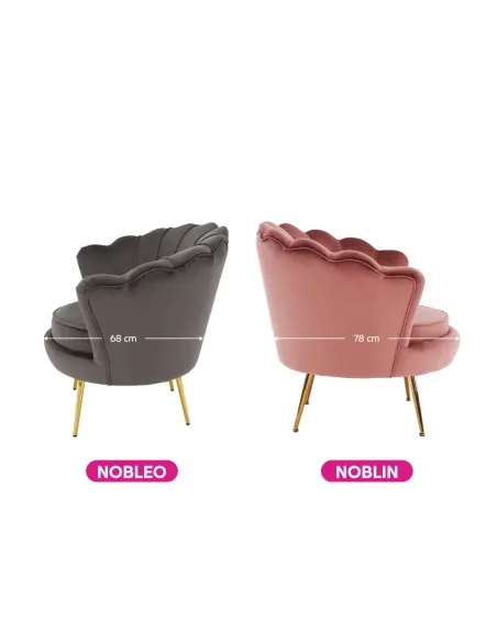 Fotoliu NOBLIN Art-deco, living/dormitor, 76x78x78 cm, Catifea Velvet, metal crom auriu | MobilaOK