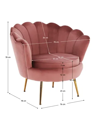 Fotoliu NOBLIN Art-deco, living/dormitor, 76x78x78 cm, Catifea Velvet, metal crom auriu | MobilaOK