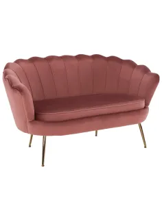 Bancă NOBLIN Art Deco, hol/dormitor, 135x75x78 cm, catifea roz/metal crom auriu | MobilaOK
