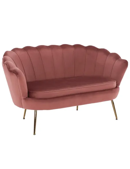Bancă NOBLIN Art Deco, hol/dormitor, 135x75x78 cm, catifea roz/metal crom auriu | MobilaOK