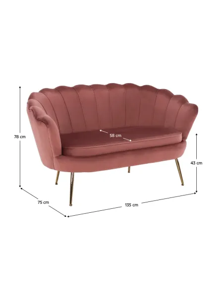 Bancă NOBLIN Art Deco, hol/dormitor, 135x75x78 cm, catifea roz/metal crom auriu | MobilaOK