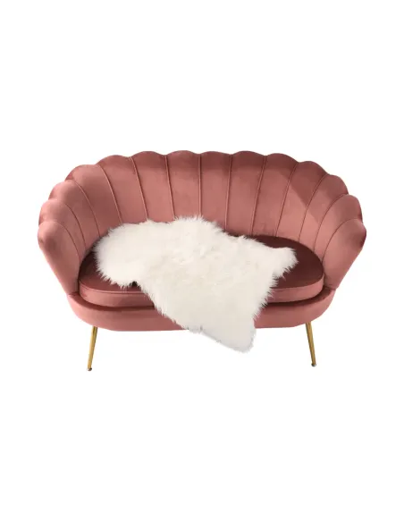 Bancă NOBLIN Art Deco, hol/dormitor, 135x75x78 cm, catifea roz/metal crom auriu | MobilaOK