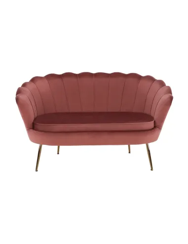 Bancă NOBLIN Art Deco, hol/dormitor, 135x75x78 cm, catifea roz/metal crom auriu | MobilaOK