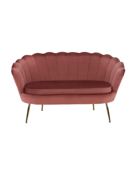 Bancă NOBLIN Art Deco, hol/dormitor, 135x75x78 cm, catifea roz/metal crom auriu | MobilaOK