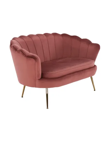 Bancă NOBLIN Art Deco, hol/dormitor, 135x75x78 cm, catifea roz/metal crom auriu | MobilaOK