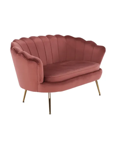 Bancă NOBLIN Art Deco, hol/dormitor, 135x75x78 cm, catifea roz/metal crom auriu | MobilaOK