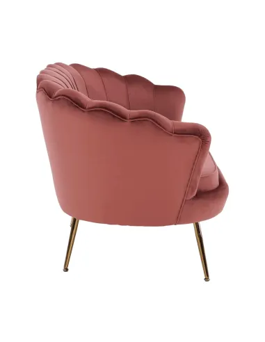 Bancă NOBLIN Art Deco, hol/dormitor, 135x75x78 cm, catifea roz/metal crom auriu | MobilaOK