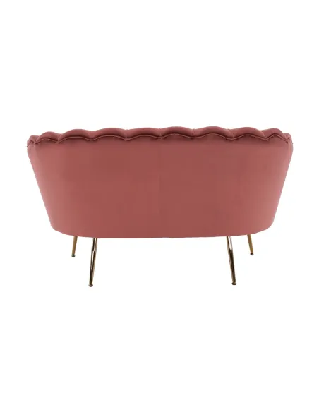 Bancă NOBLIN Art Deco, hol/dormitor, 135x75x78 cm, catifea roz/metal crom auriu | MobilaOK