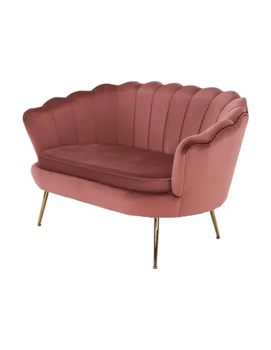 Bancă NOBLIN Art Deco, hol/dormitor, 135x75x78 cm, catifea roz/metal crom auriu | MobilaOK