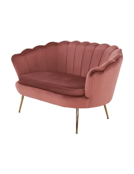 Bancă NOBLIN Art Deco, hol/dormitor, 135x75x78 cm, catifea roz/metal crom auriu | MobilaOK