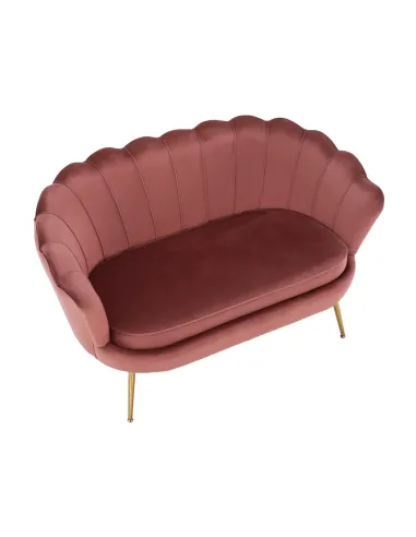 Bancă NOBLIN Art Deco, hol/dormitor, 135x75x78 cm, catifea roz/metal crom auriu | MobilaOK