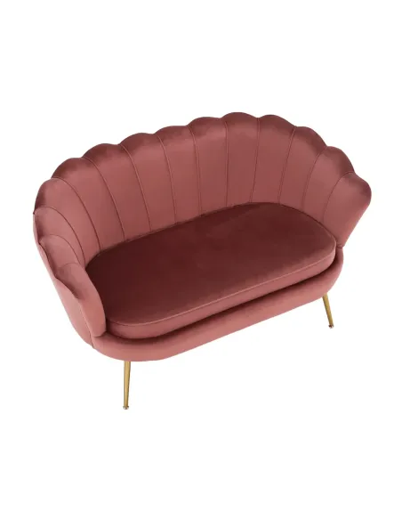 Bancă NOBLIN Art Deco, hol/dormitor, 135x75x78 cm, catifea roz/metal crom auriu | MobilaOK