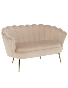 Bancă NOBLIN Art Deco, living/dormitor/hol, 135x75x78 cm, Catifea bej, metal crom auriu | MobilaOK