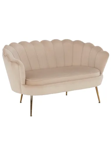 Bancă NOBLIN Art Deco, living/dormitor/hol, 135x75x78 cm, Catifea bej, metal crom auriu | MobilaOK