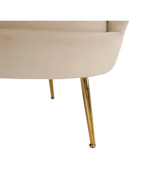 Bancă NOBLIN Art Deco, living/dormitor/hol, 135x75x78 cm, Catifea bej, metal crom auriu | MobilaOK