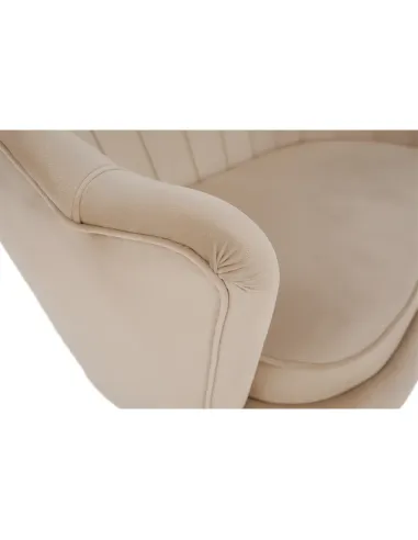 Bancă NOBLIN Art Deco, living/dormitor/hol, 135x75x78 cm, Catifea bej, metal crom auriu | MobilaOK
