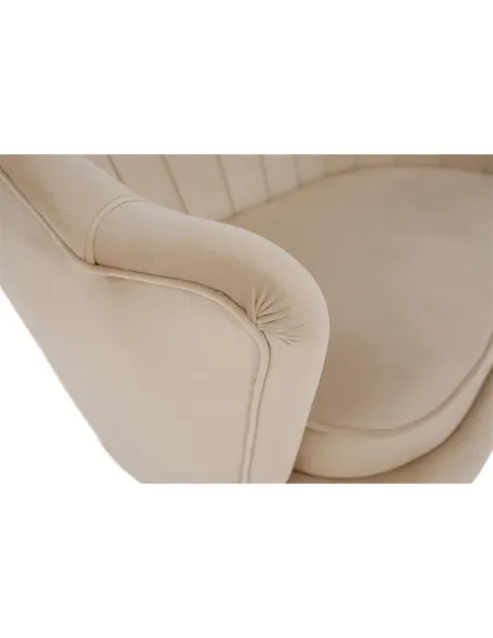 Bancă NOBLIN Art Deco, living/dormitor/hol, 135x75x78 cm, Catifea bej, metal crom auriu | MobilaOK