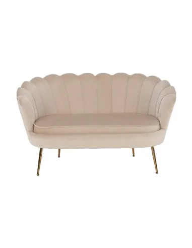 Bancă NOBLIN Art Deco, living/dormitor/hol, 135x75x78 cm, Catifea bej, metal crom auriu | MobilaOK