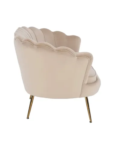 Bancă NOBLIN Art Deco, living/dormitor/hol, 135x75x78 cm, Catifea bej, metal crom auriu | MobilaOK