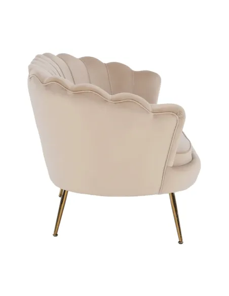 Bancă NOBLIN Art Deco, living/dormitor/hol, 135x75x78 cm, Catifea bej, metal crom auriu | MobilaOK