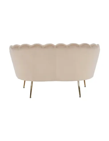Bancă NOBLIN Art Deco, living/dormitor/hol, 135x75x78 cm, Catifea bej, metal crom auriu | MobilaOK