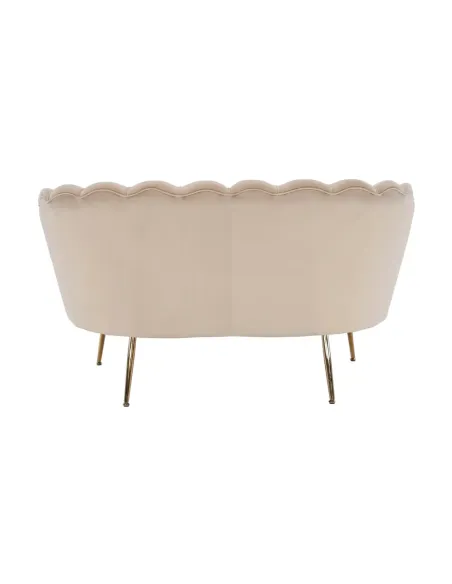 Bancă NOBLIN Art Deco, living/dormitor/hol, 135x75x78 cm, Catifea bej, metal crom auriu | MobilaOK