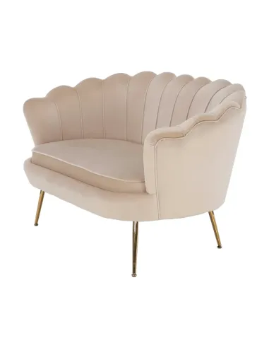 Bancă NOBLIN Art Deco, living/dormitor/hol, 135x75x78 cm, Catifea bej, metal crom auriu | MobilaOK