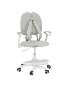 Scaun birou ANAIS, gri/alb, plastic și plasa, 58x55x83-102 cm | MobilaOK