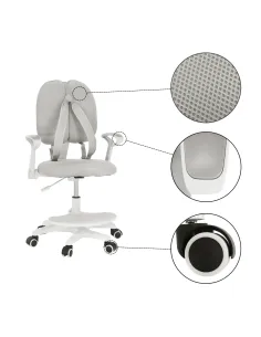 Scaun birou ANAIS, gri/alb, plastic și plasa, 58x55x83-102 cm | MobilaOK 2
