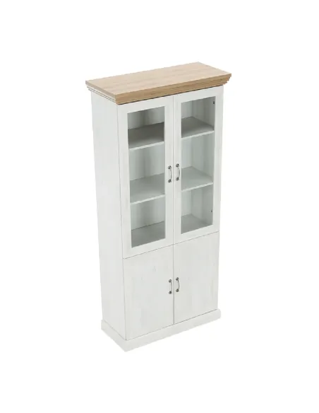 Vitrină ROYAL W4D, living/dormitor, 87x187x39 cm, PAL melaminat pin nordic/stejar sălbatic | MobilaOK