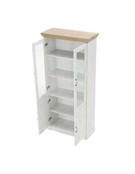 Vitrină ROYAL W4D, living/dormitor, 87x187x39 cm, PAL melaminat pin nordic/stejar sălbatic | MobilaOK