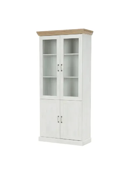 Vitrină ROYAL W4D, living/dormitor, 87x187x39 cm, PAL melaminat pin nordic/stejar sălbatic | MobilaOK
