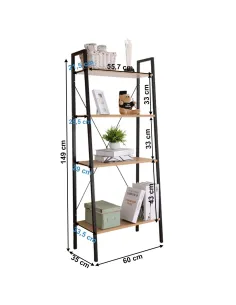 Poliță THEA living/dormitor/birou 60x35x149 cm PAL melaminat stejar, metal negru | MobilaOK 2